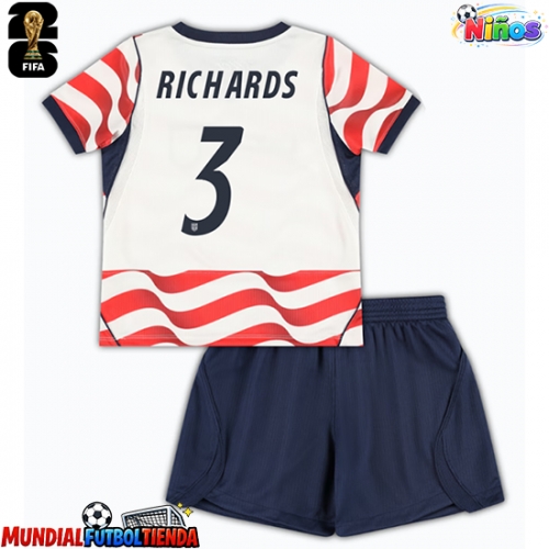 Camiseta Estados Unidos Chris Richards #3 Primera Equipación Replica Mundial 2026 para niños mangas cortas (+ Pantalones cortos)